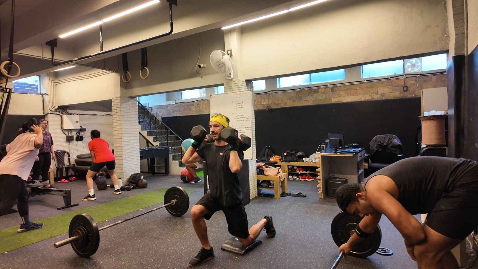 Group class mid-workout at The Boxx